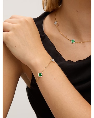 Jon Richard Gold Plated Pave and Malachite Clover Necklace