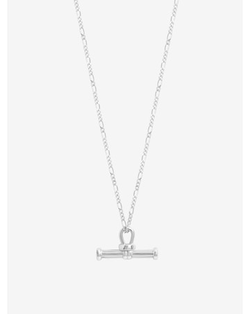 Simply Silver Sterling Silver 925 Polished Textured T Bar Necklace
