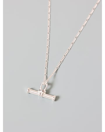 Simply Silver Sterling Silver 925 Polished Textured T Bar Necklace