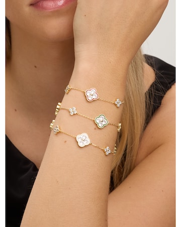 Jon Richard 14K Gold Plated Pave and Emerald Clover Bracelet