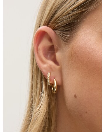 Jon Richard Gold Polished and Pearl Hoops - Pack of 2