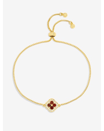 Jon Richard 14K Gold Plated and Ruby Clover Toggle Bracelet
