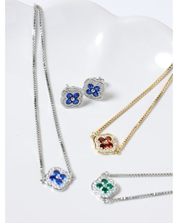 Jon Richard Rhodium Plated and Sapphire Clover Toggle Bracelet