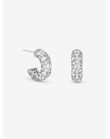 Jon Richard Rhodium Plated Pave Chubby Hoops