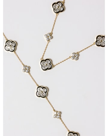 Jon Richard 14K Gold Plated Jet and Crystal Clover Bracelet - Gift Box