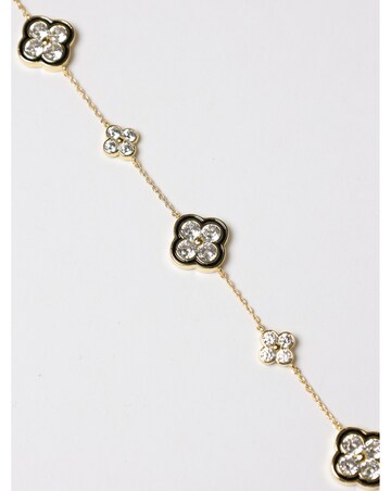 Jon Richard 14K Gold Plated Jet and Crystal Clover Bracelet - Gift Box