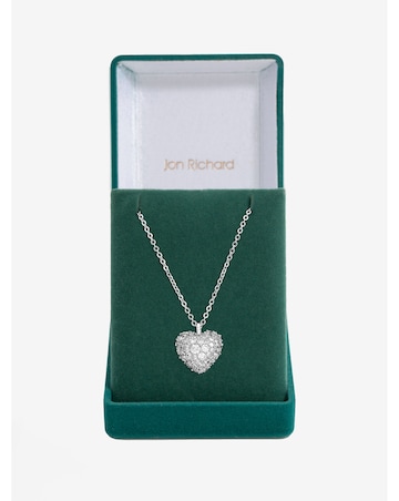 Jon Richard Rhodium Plated and Pave Heart Pendant - Gift Box