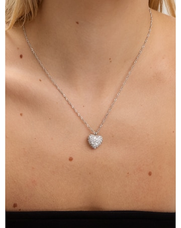 Jon Richard Rhodium Plated and Pave Heart Pendant - Gift Box