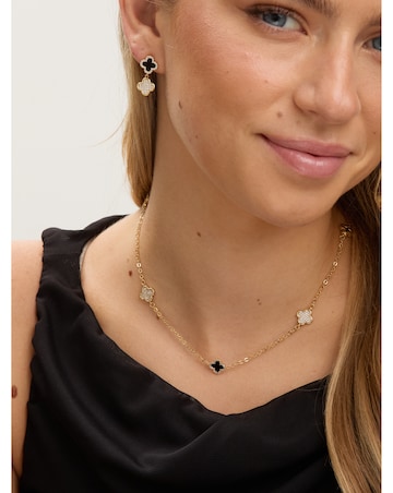 Jon Richard Gold Plated Pave and Jet Enamel Clover Earrings