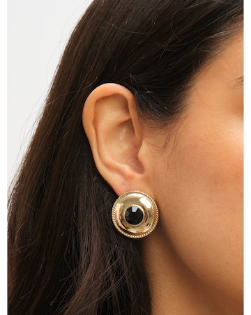 Jon Richard Statement Polished And Jet Round Earrings
