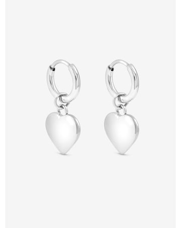 Jon Richard Sterling Silver Plated Stainless Steel Heart Charm Hoop Earrings