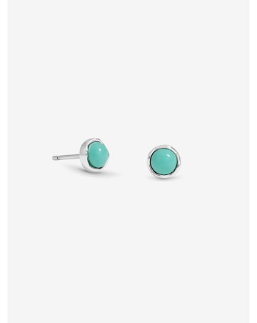 Simply Silver Sterling Silver 925 Polished and Semi Precious Turquoise Studs