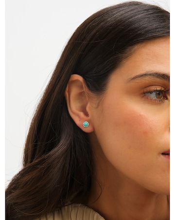 Simply Silver Sterling Silver 925 Polished and Semi Precious Turquoise Studs