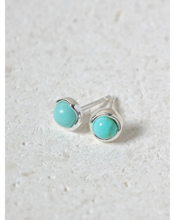 Simply Silver Sterling Silver 925 Polished and Semi Precious Turquoise Studs