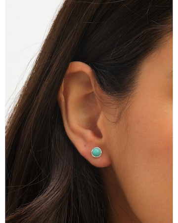 Simply Silver Sterling Silver 925 Polished and Semi Precious Turquoise Studs