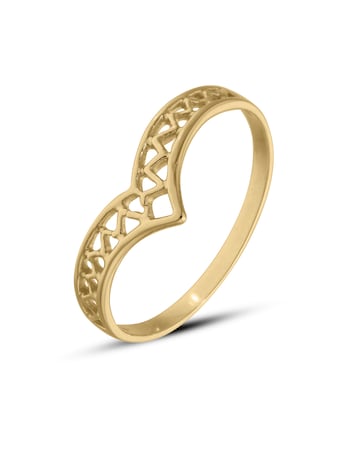 9ct Gold filigree wishbone band ring