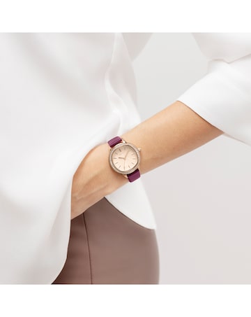 Radley Rose Gold Plated 36mm Stone Set Berry Leather Strap