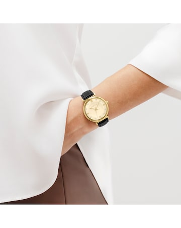 Radley Gold Plated 35mm T-bar Black Leather Strap