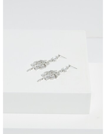 Jon Richard Rhodium Plated Cubic Zirconia Floral Statement Earrings