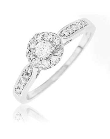 9 Carat White Gold And 1/2 Carat Diamond Ring Including Diamond Set Shoulders