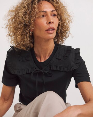 Black Cotton Frill Collar