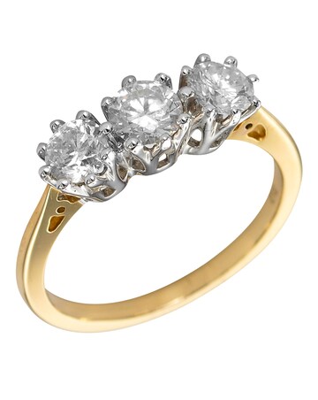 9Ct Yellow Gold 1Ct Diamond Trilogy Ring