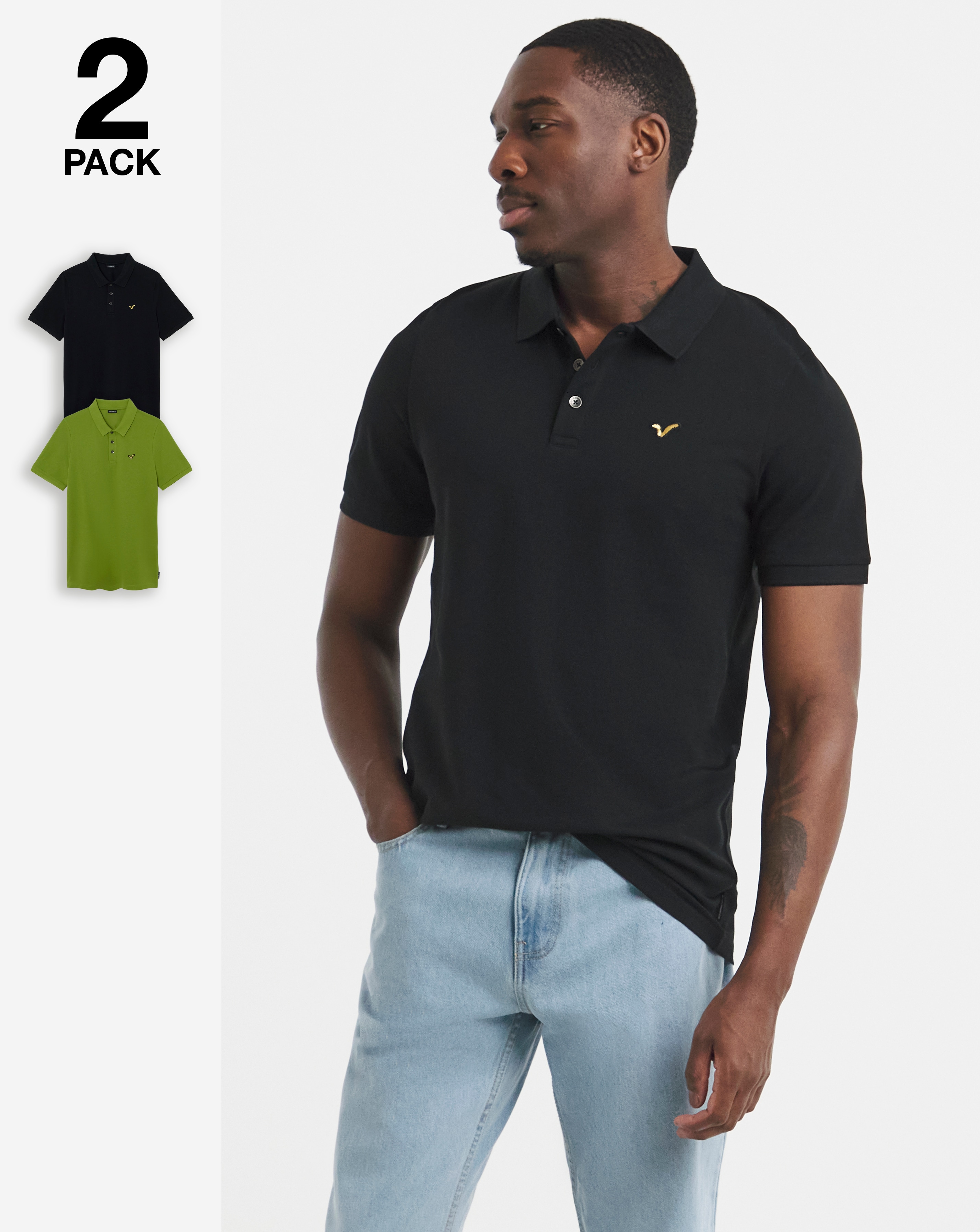 New In - Voi 2 Pack Storm Polo Shirts Long