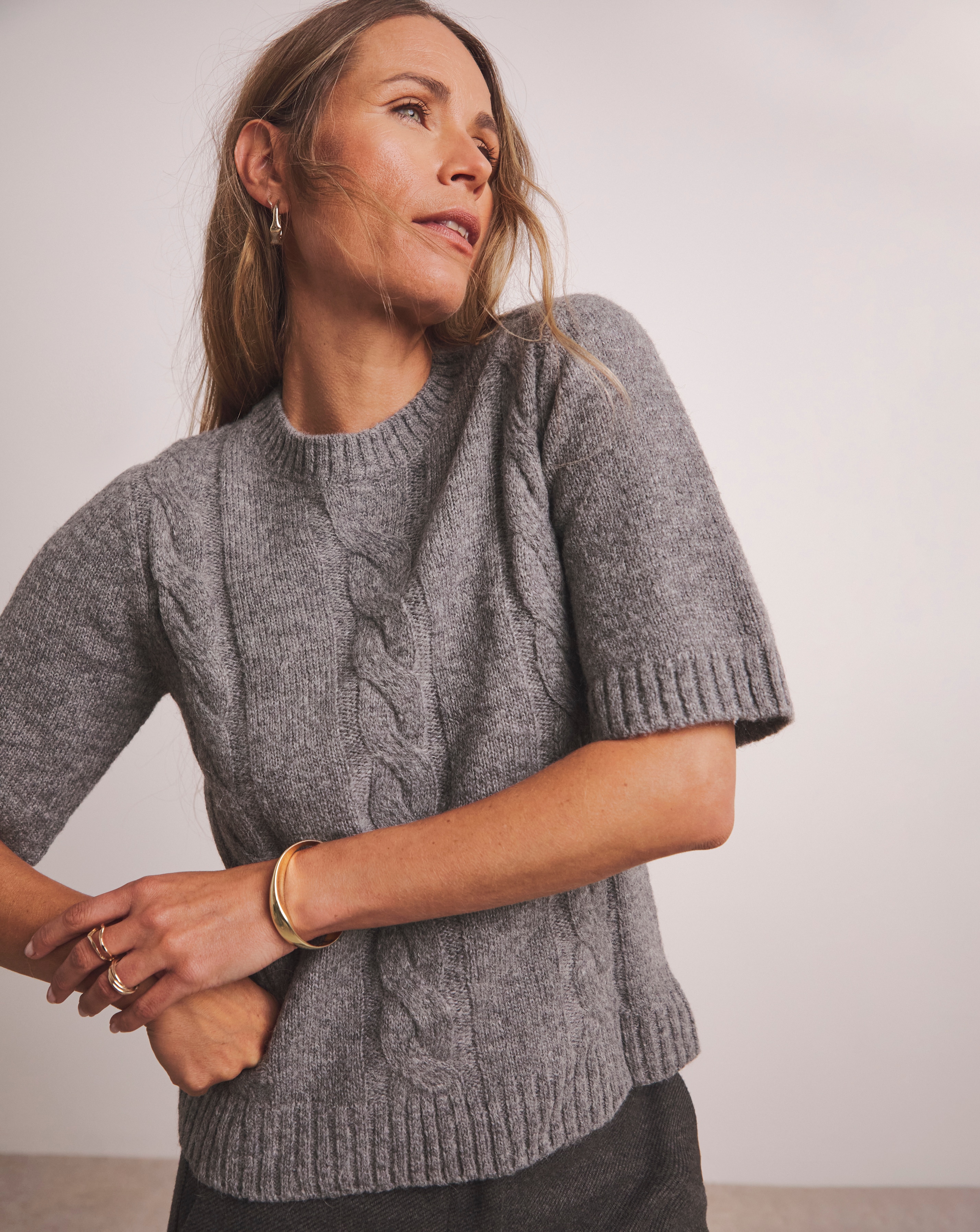 ANTHOLOGY CABLE KNIT SHORT SLEEVE JUMPER