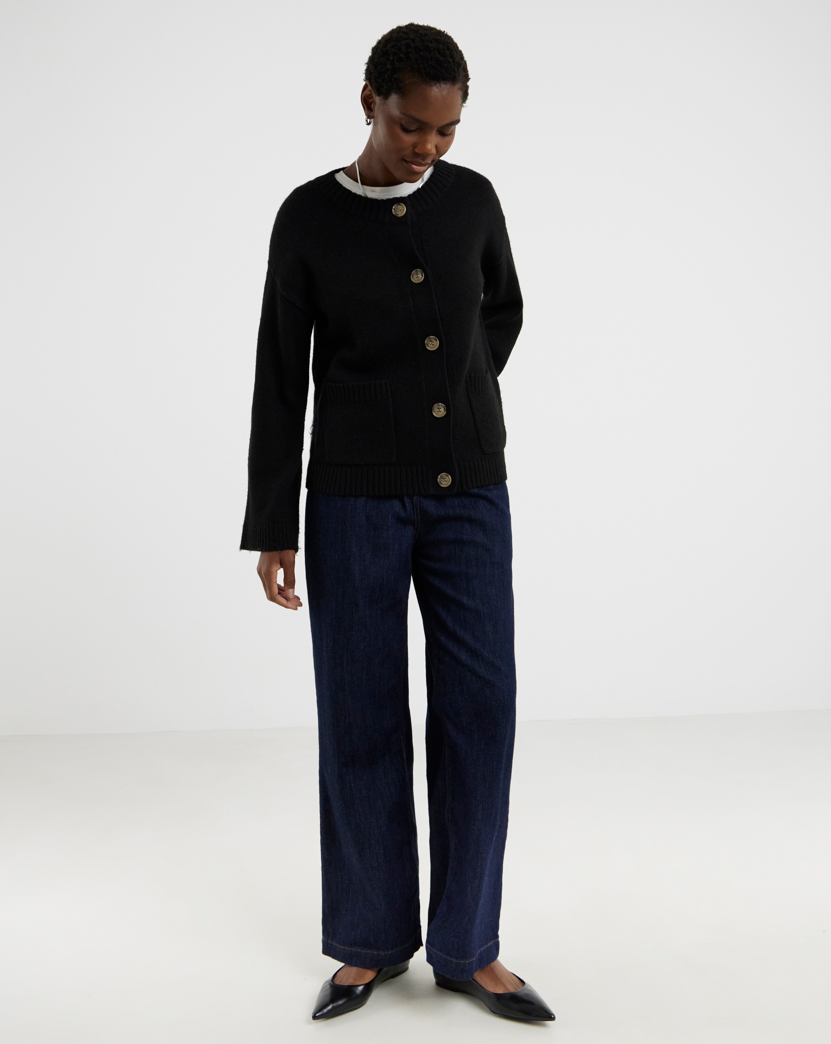 CREW NECK WIDE SLEEVE CARDIGAN