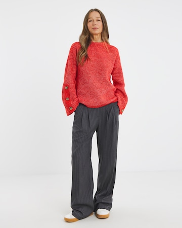 Paprika Button Sleeve Jumper