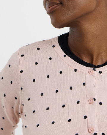 Spot Print Crew Neck Cardigan