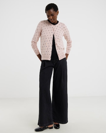 Spot Print Crew Neck Cardigan