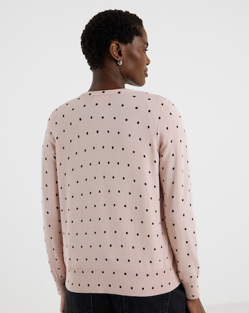 Spot Print Crew Neck Cardigan