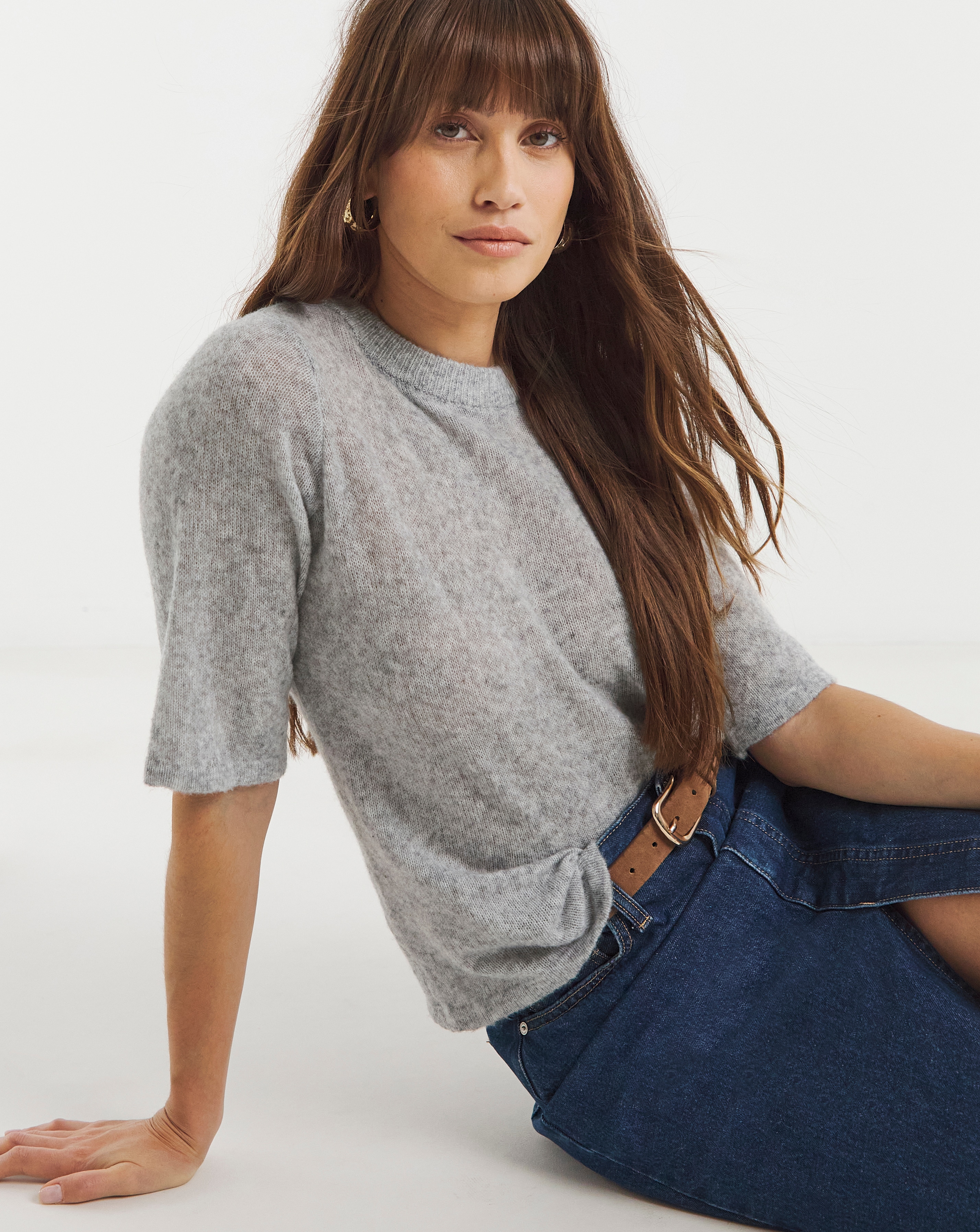 Fine Knit Half Sleeve T-Shirt