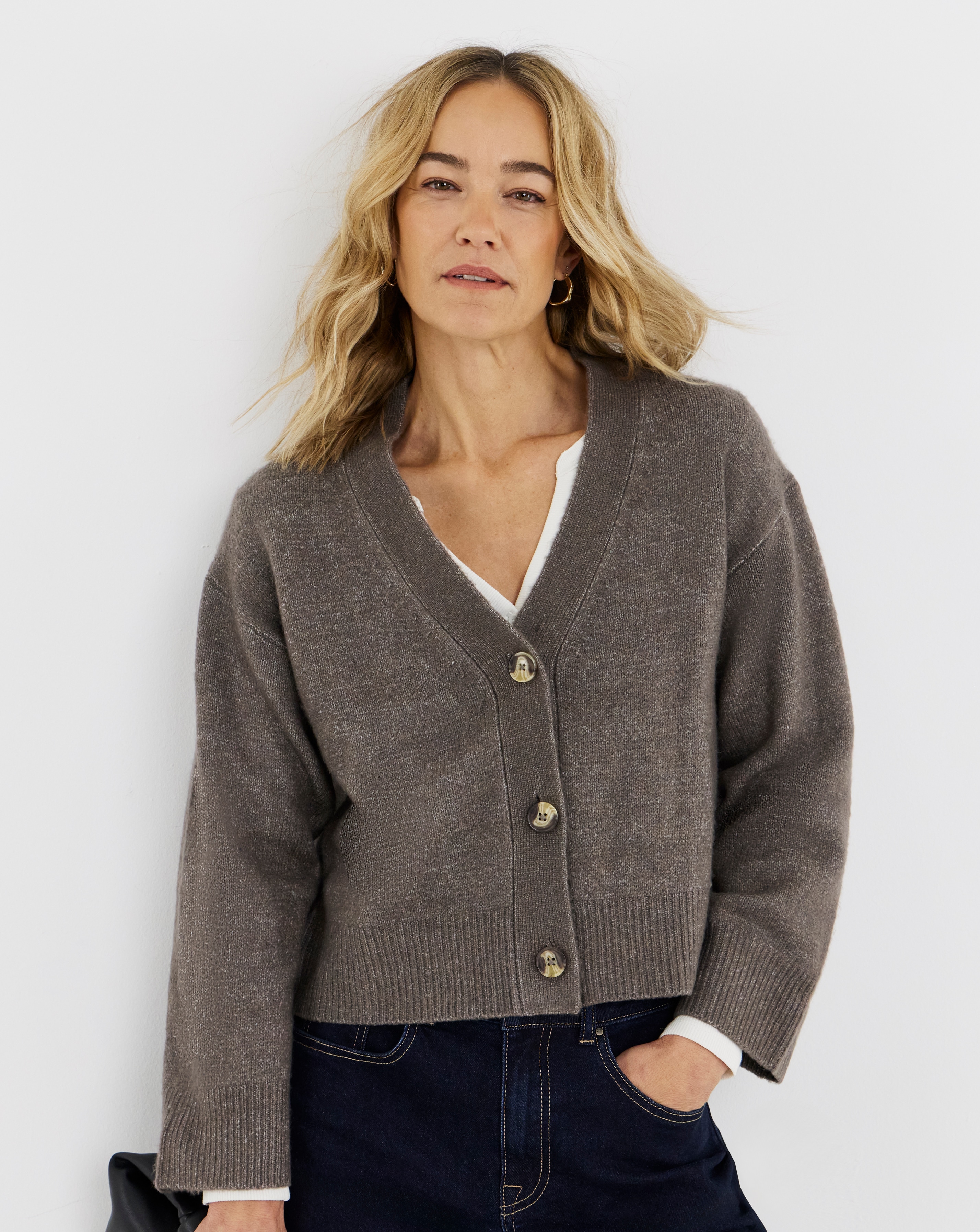 Wide Sleeve V Neck Cardigan