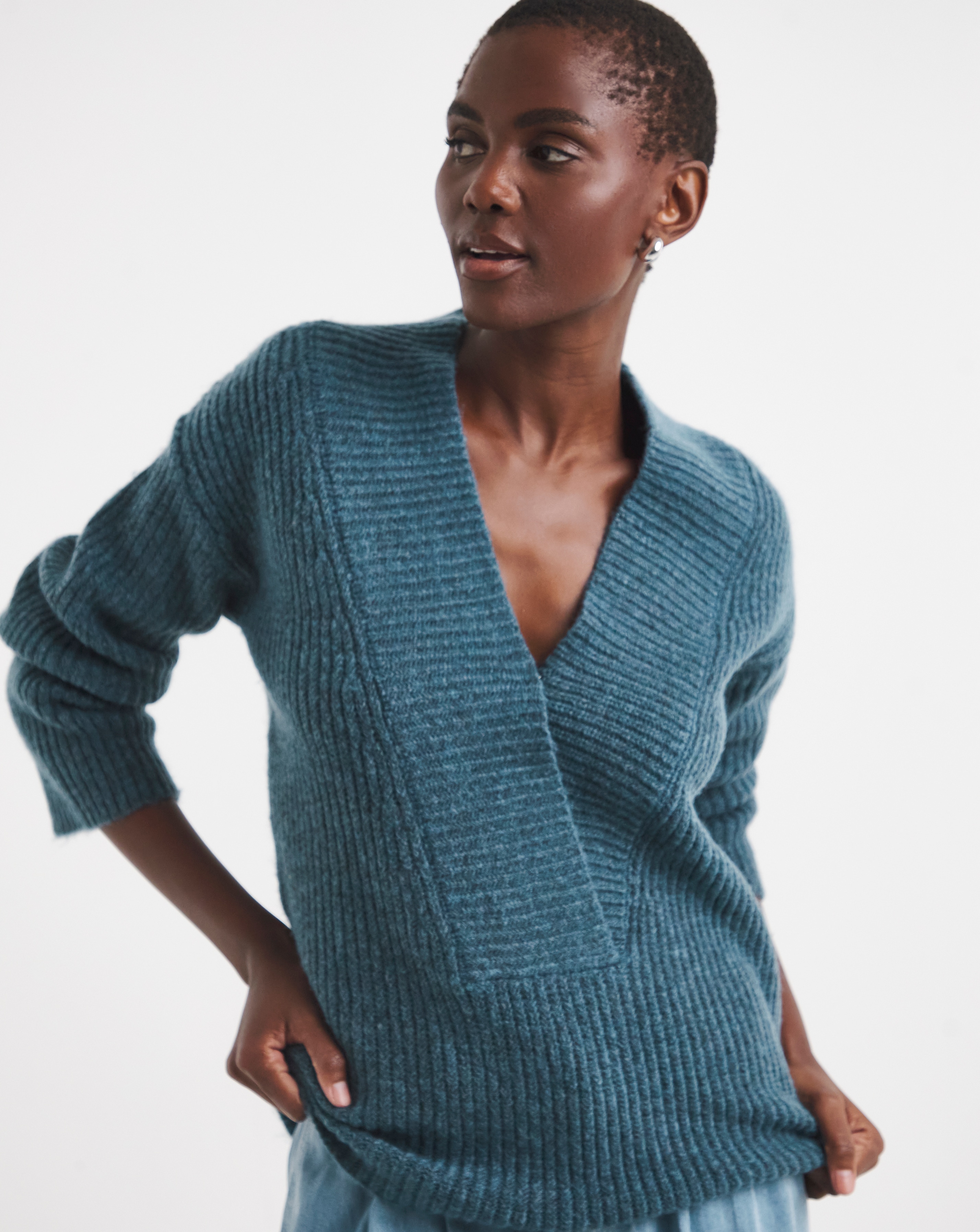 Deep V Neck Knitted Jumper