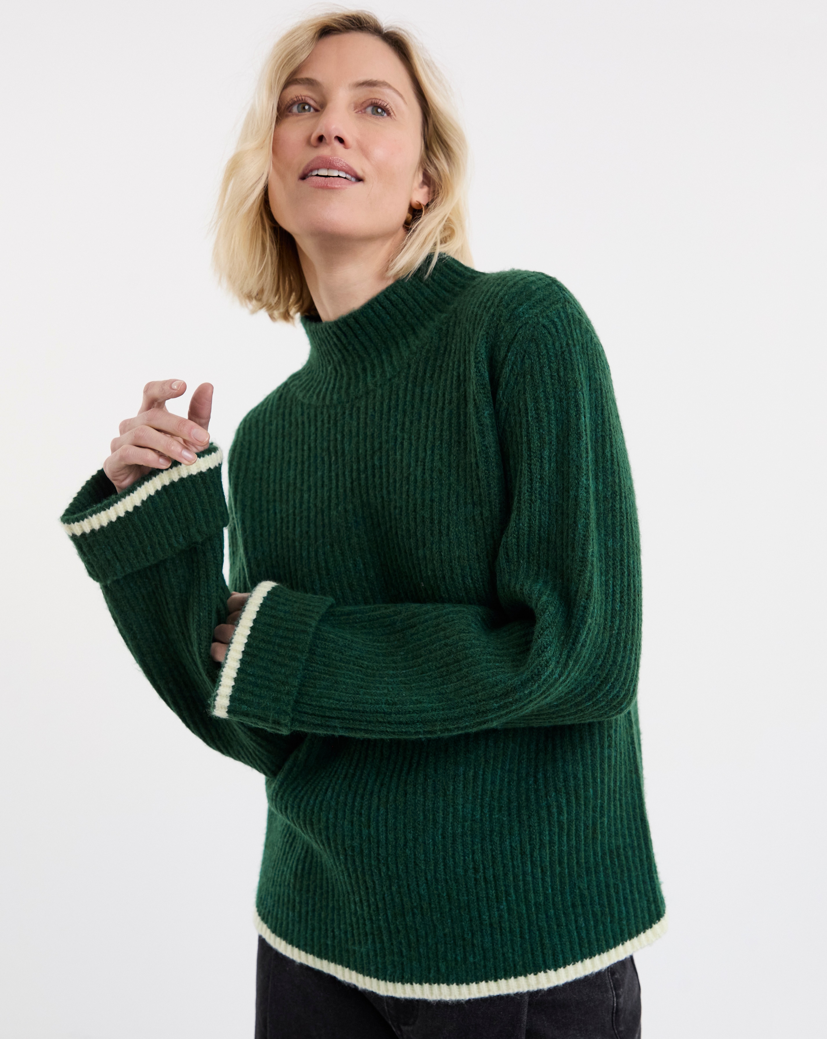 Ribbed Stepped Hem Jumper