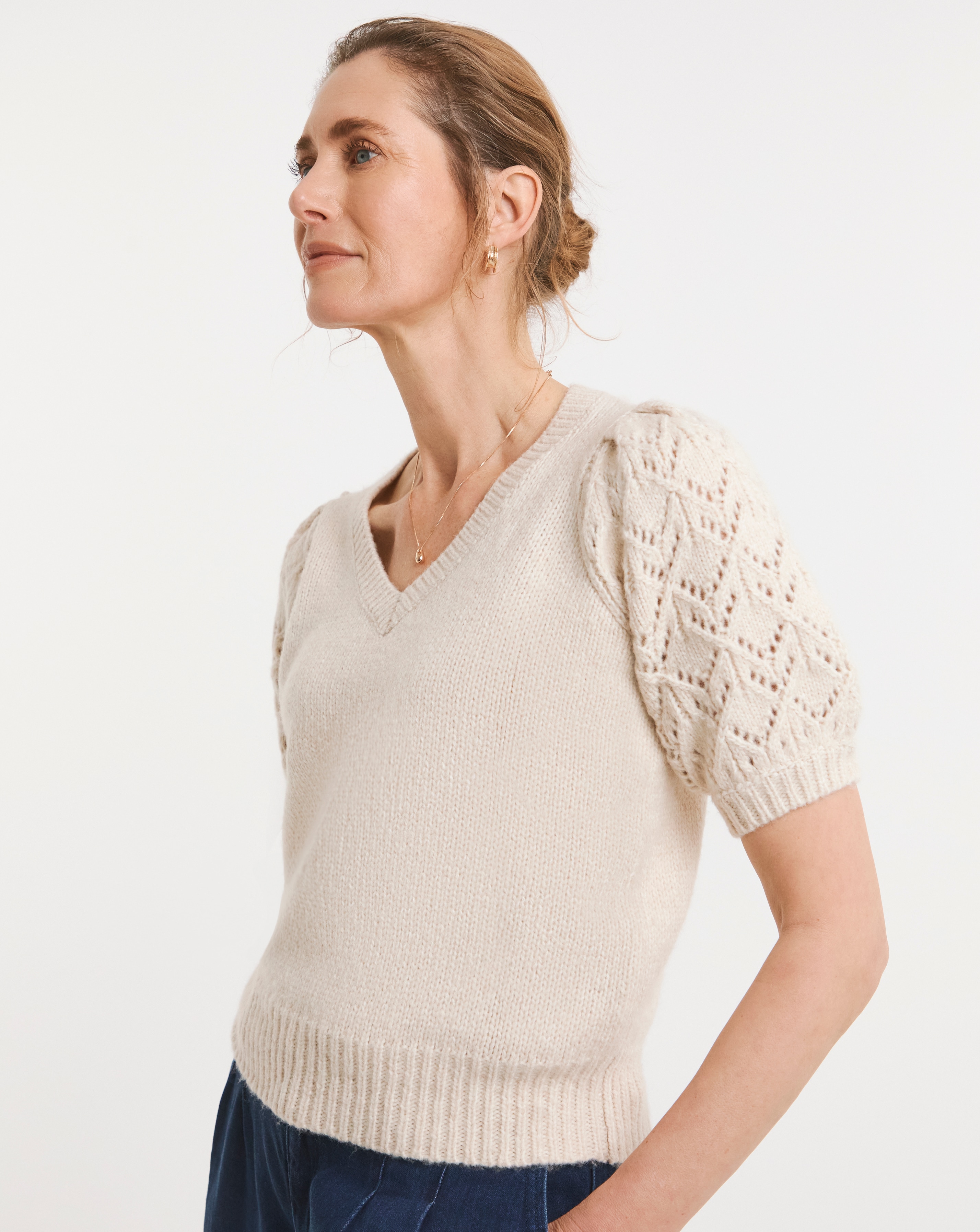 Pointelle Short Sleeve Jumper