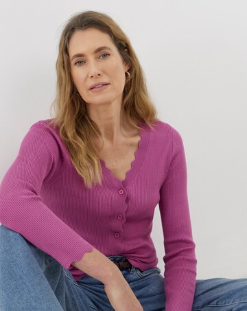 Scallop Hem Knitted Cardigan