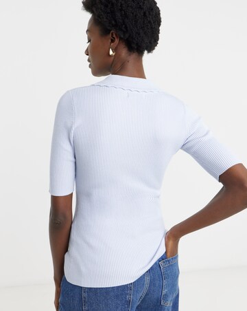 Ribbed Knit Polo Jumper