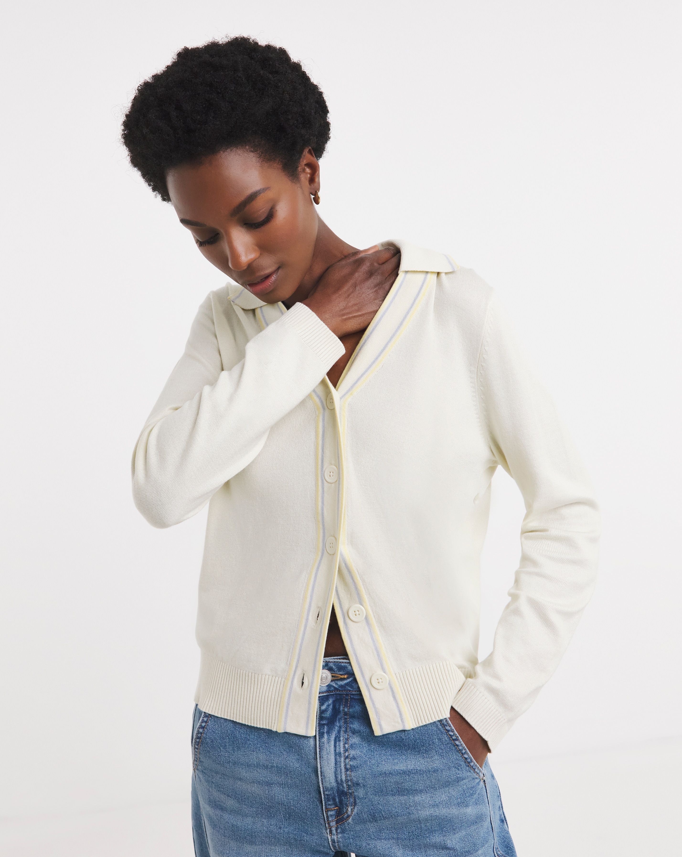 New In - Collared Tipping Cardigan