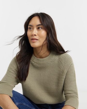 Pure Cotton Textured Knitted Jumper