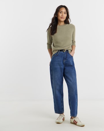 Pure Cotton Textured Knitted Jumper