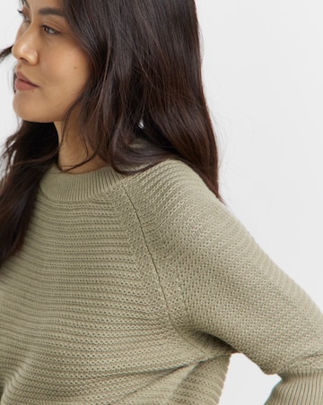 Pure Cotton Textured Knitted Jumper