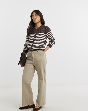 Pure Cotton Striped Open Stitch Cardigan