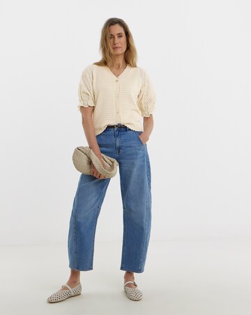 Woven Sleeve Knitted Cardigan