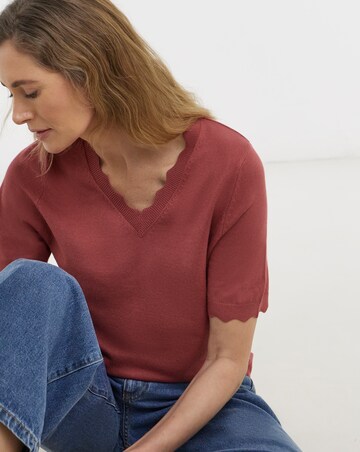 Scallop Hem Short Sleeve Jumper