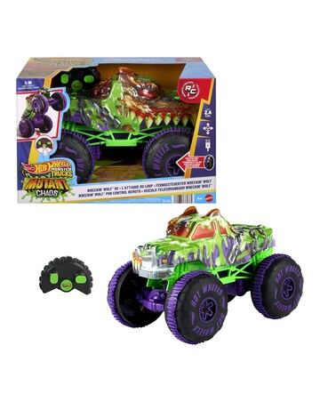 Hot Wheels Monster Trucks 1:15 Mutant Chaos Wreckin Wolf Remote Control