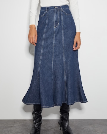 Monsoon Fran Seam Denim Maxi Skirt