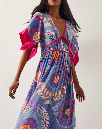 Monsoon Monika Short Sleeve Floral Print Midi Dress